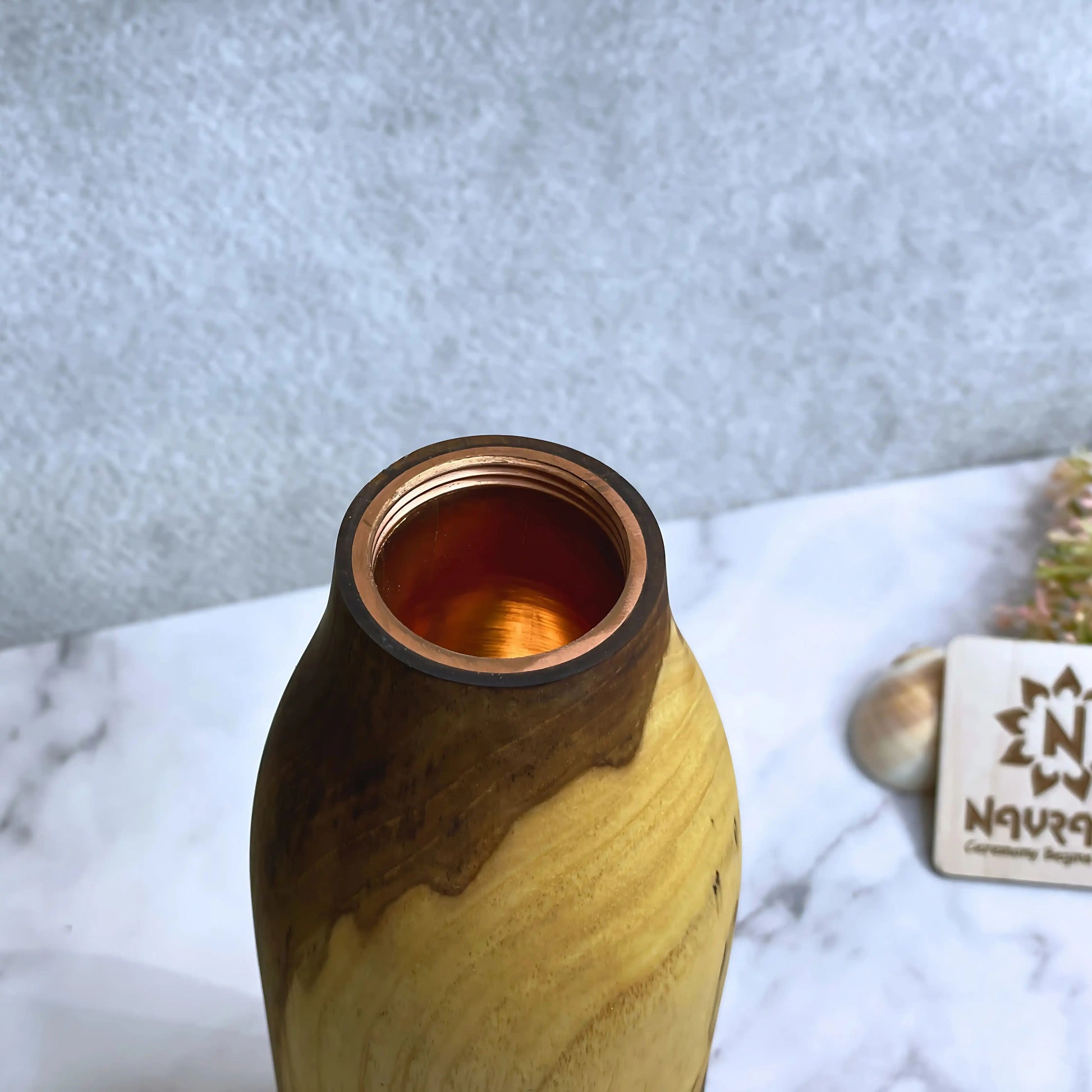 Wooden Copper Water Bottle 500ml | Pure Copper Bottle for Office & Gym Use
