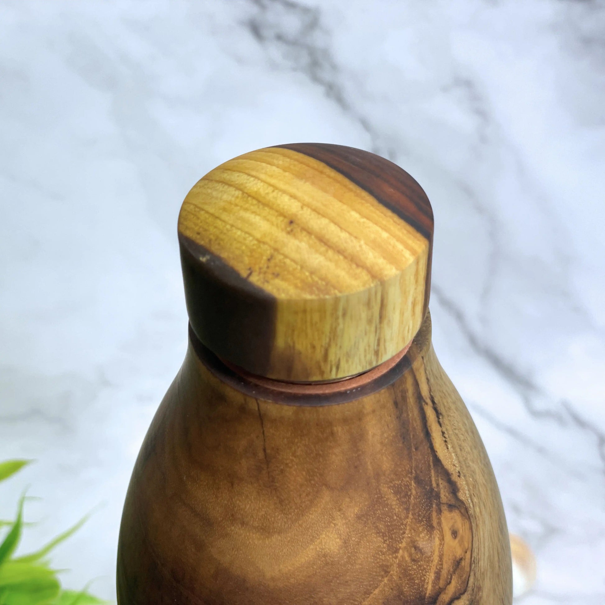 Wooden Copper Water Bottle 950ml | Handcrafted Copper Lined Bottle for Travel