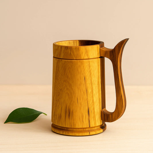 Wooden Mug 500ml | Handcrafted Teak Wood Coffee & Beer Mug for Home & Travel