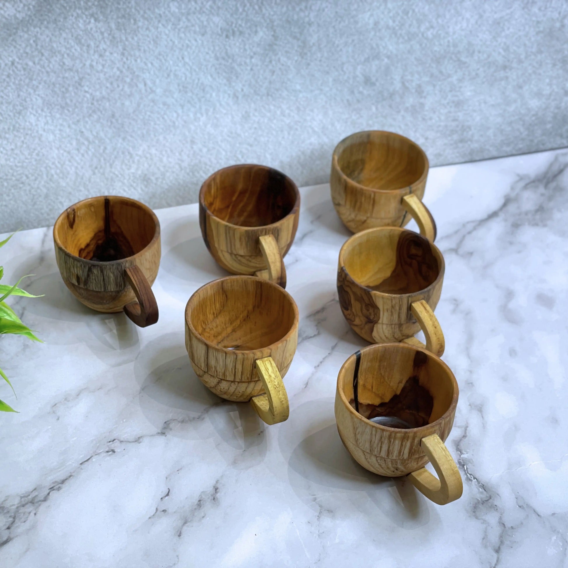 Wooden Tea Cups Set of 6 | Handcrafted Teak Wood Chai Cups for Tea & Coffee