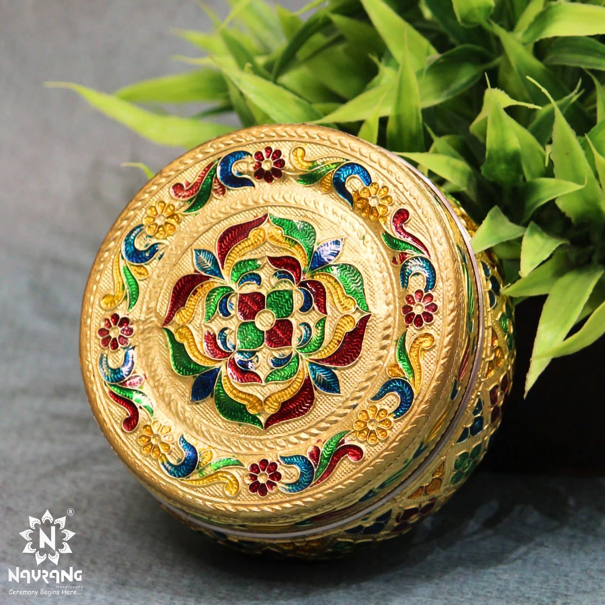 Meenakari Floral Steel Utility Container 300 ml | Decorative Kitchen Dabba