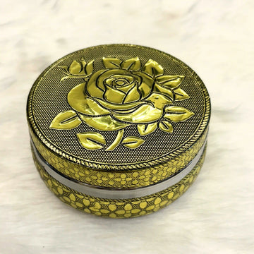 Oxidized Rose Design Steel Utility Container 250 ml | Floral Kitchen Storage