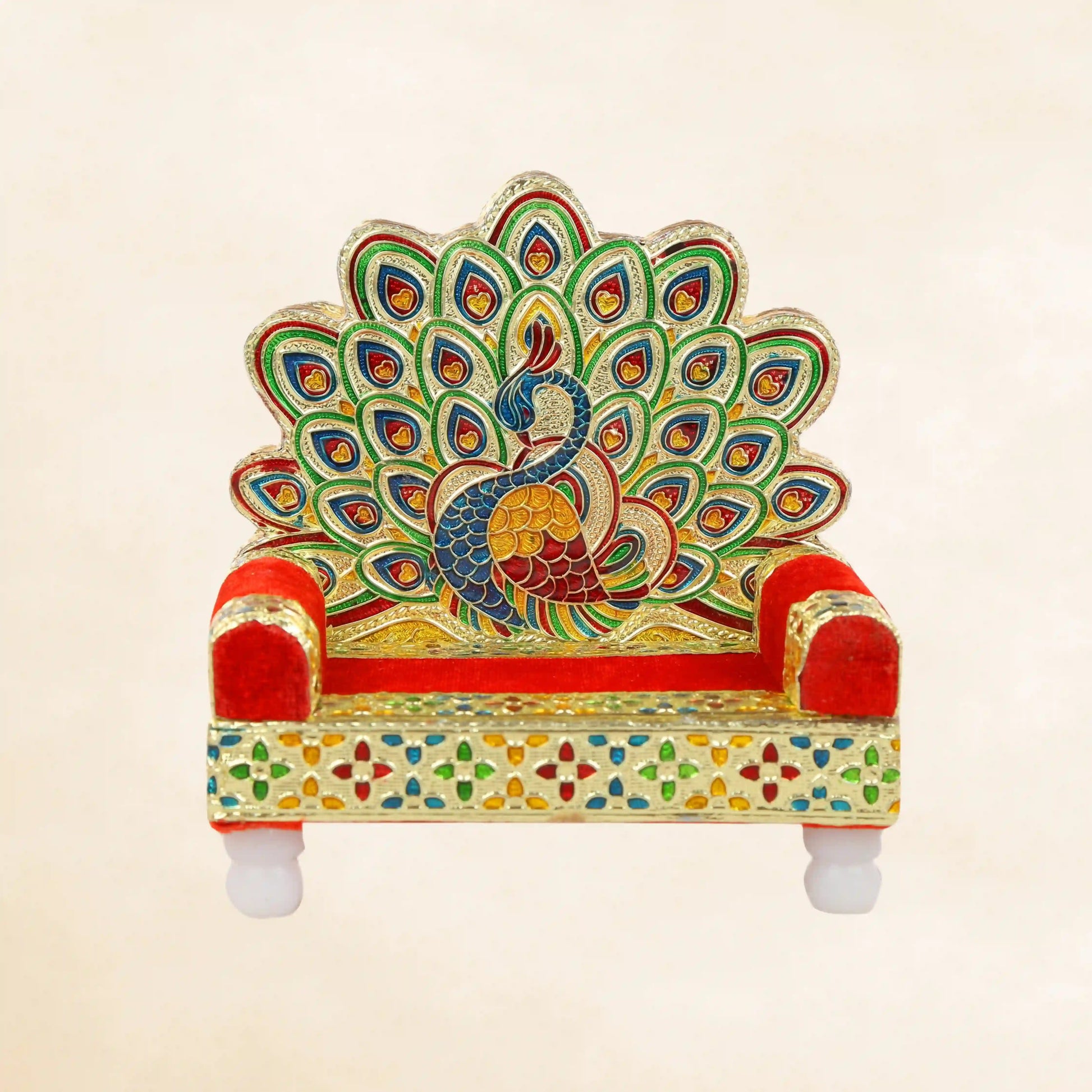 Meenakari God Singhasan Peacock Design | Decorative Pooja Mandir Throne