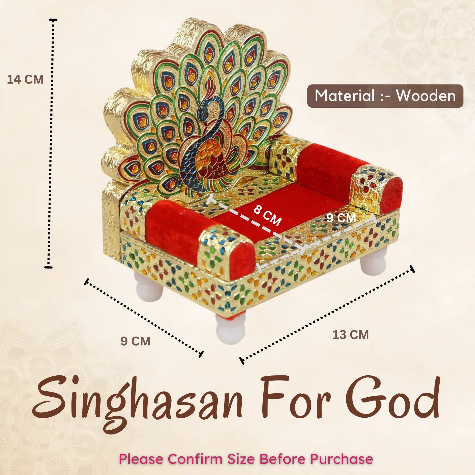 Meenakari God Singhasan Peacock Design | Decorative Pooja Mandir Throne