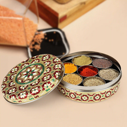 Spice Set Stainless Steel | Traditional Masala Box for Kitchen Storage