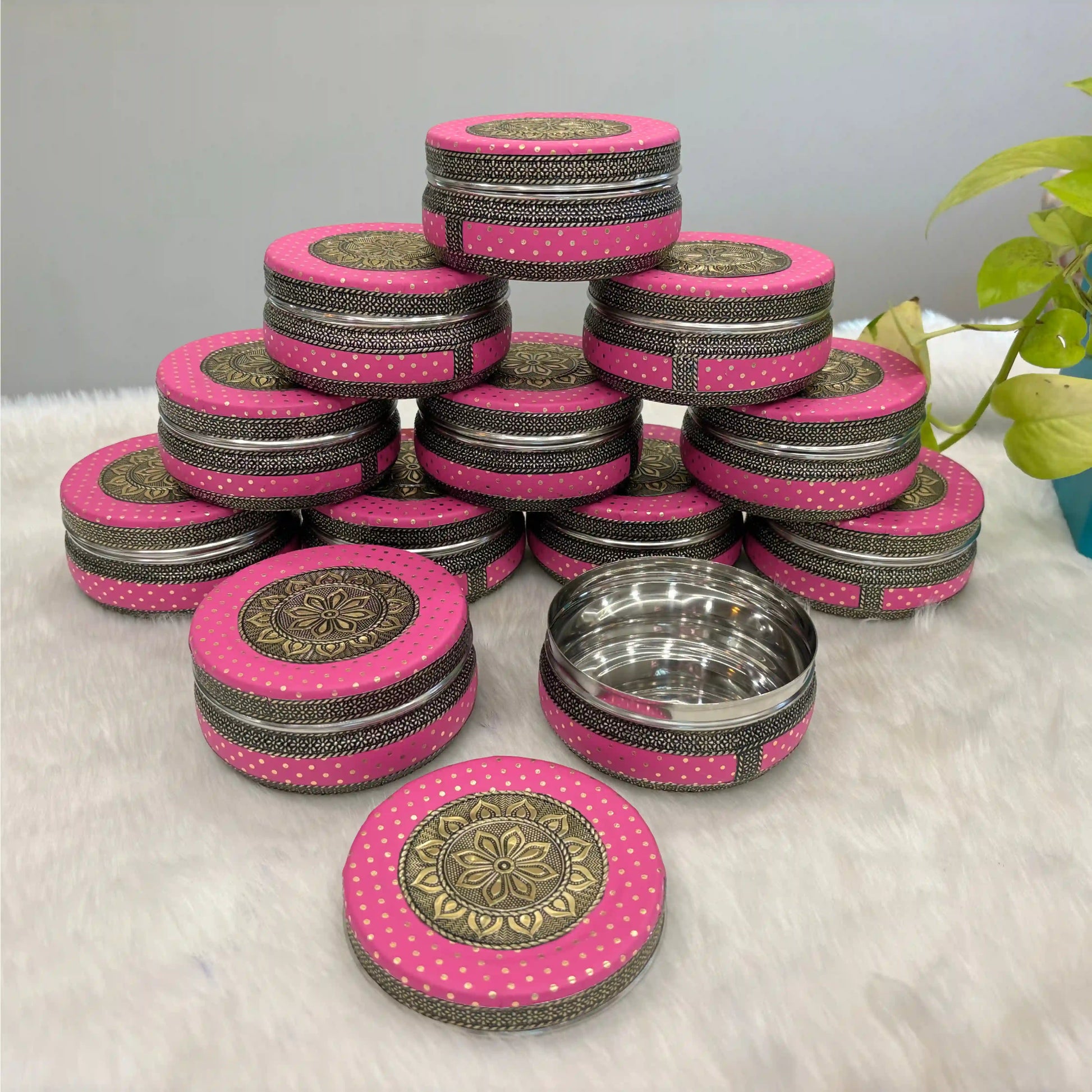 Pink Stainless Steel Utility Container 300 ml | Decorative Kitchen Storage