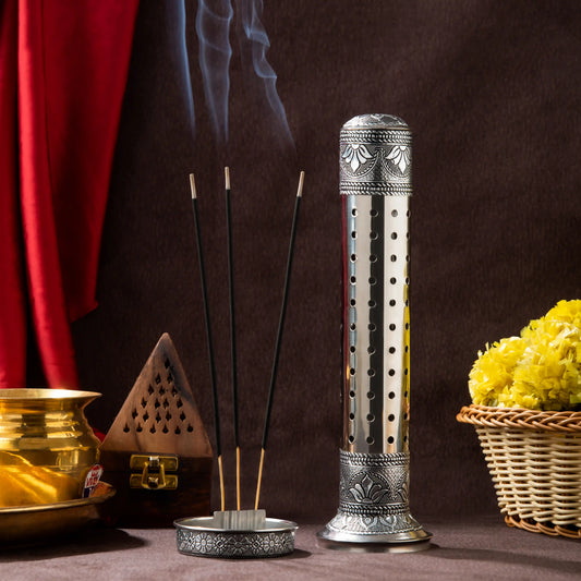 Incense Stick Holder & Storage Box Combo | Handmade Stainless Steel Pooja Set