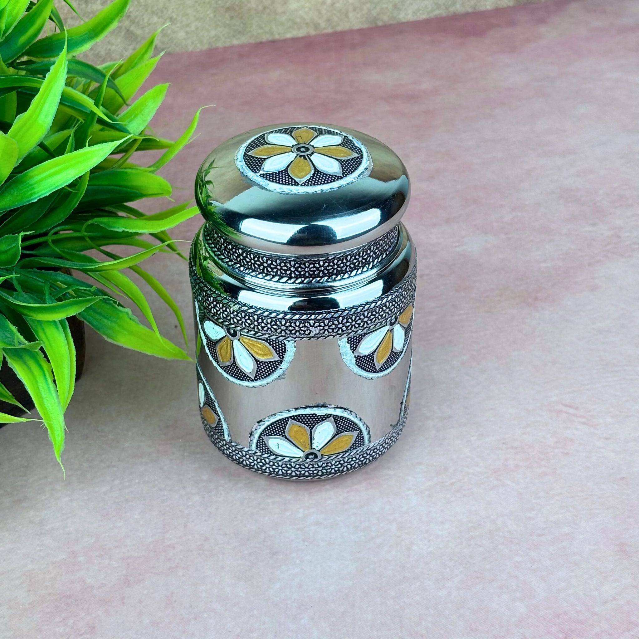 Stainless Steel Storage Jar with Lid | Multipurpose Kitchen Container for Spices, Dry Fruits & Snacks (Silver)