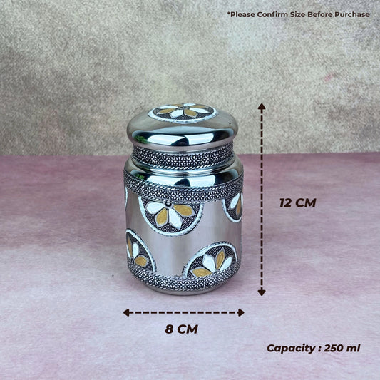 Stainless Steel Storage Jar with Lid | Multipurpose Kitchen Container for Spices, Dry Fruits & Snacks (Silver)
