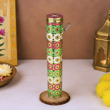 Agarbatti Storage Box | Stainless Steel Meenakari Incense Holder for Pooja & Mandir | Return Gift