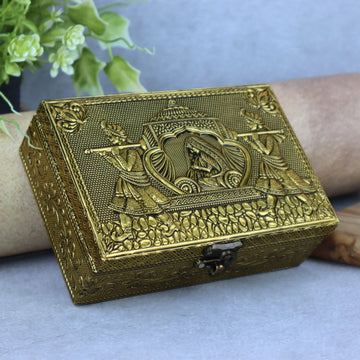 Meenakari Embossed Jewellery Storage Box | Handcrafted Wooden Decorative Keepsake Organizer | Antique Embossed Design | Return Gifts