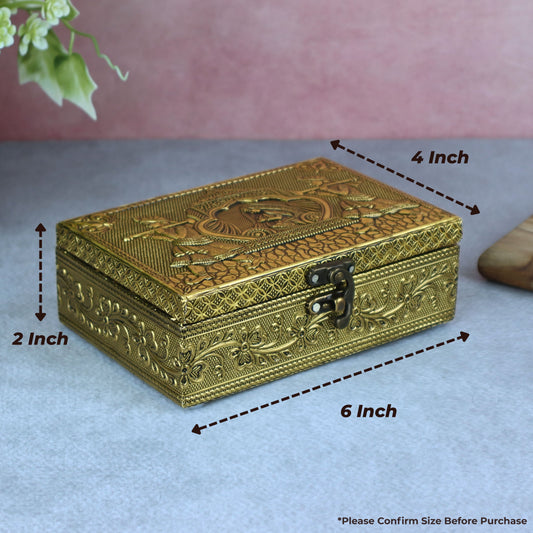 Meenakari Embossed Jewellery Storage Box | Handcrafted Wooden Decorative Keepsake Organizer | Antique Embossed Design
