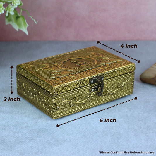 Meenakari Embossed Jewellery Storage Box | Handcrafted Wooden Decorative Keepsake Organizer | Antique Embossed Design | Return Gifts