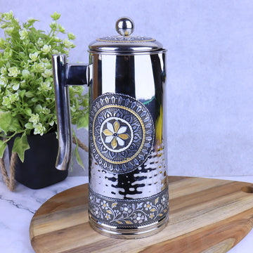 Water Jug | Stainless Steel Meenakari Serving Jug for Water & Lemon Drinks | Return Gift Drinkware