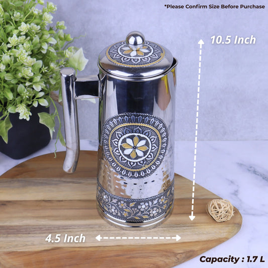 Water Jug | Stainless Steel Meenakari Serving Jug for Water & Lemon Drinks | Return Gift Drinkware