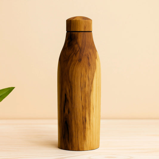 Wooden Copper Water Bottle 500ml | Pure Copper Bottle for Office & Gym Use
