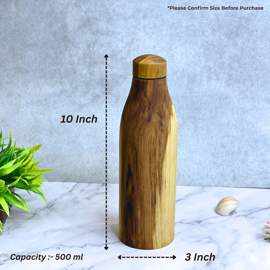 Wooden Copper Water Bottle 500ml | Pure Copper Bottle for Office & Gym Use