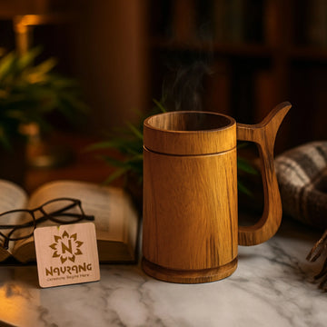 Wooden Mug 500ml | Handcrafted Teak Wood Coffee & Beer Mug for Home & Travel