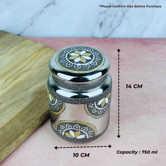Stainless Steel Storage Jar with Lid | Multipurpose Kitchen Container for Spices, Dry Fruits & Snacks (750 ml)