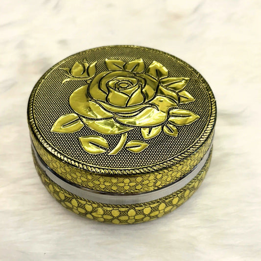 Oxidized Rose Design Steel Utility Container 250 ml | Floral Kitchen Storage