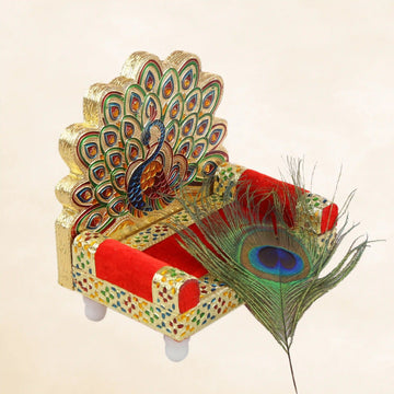 Meenakari God Singhasan Peacock Design | Decorative Pooja Mandir Throne