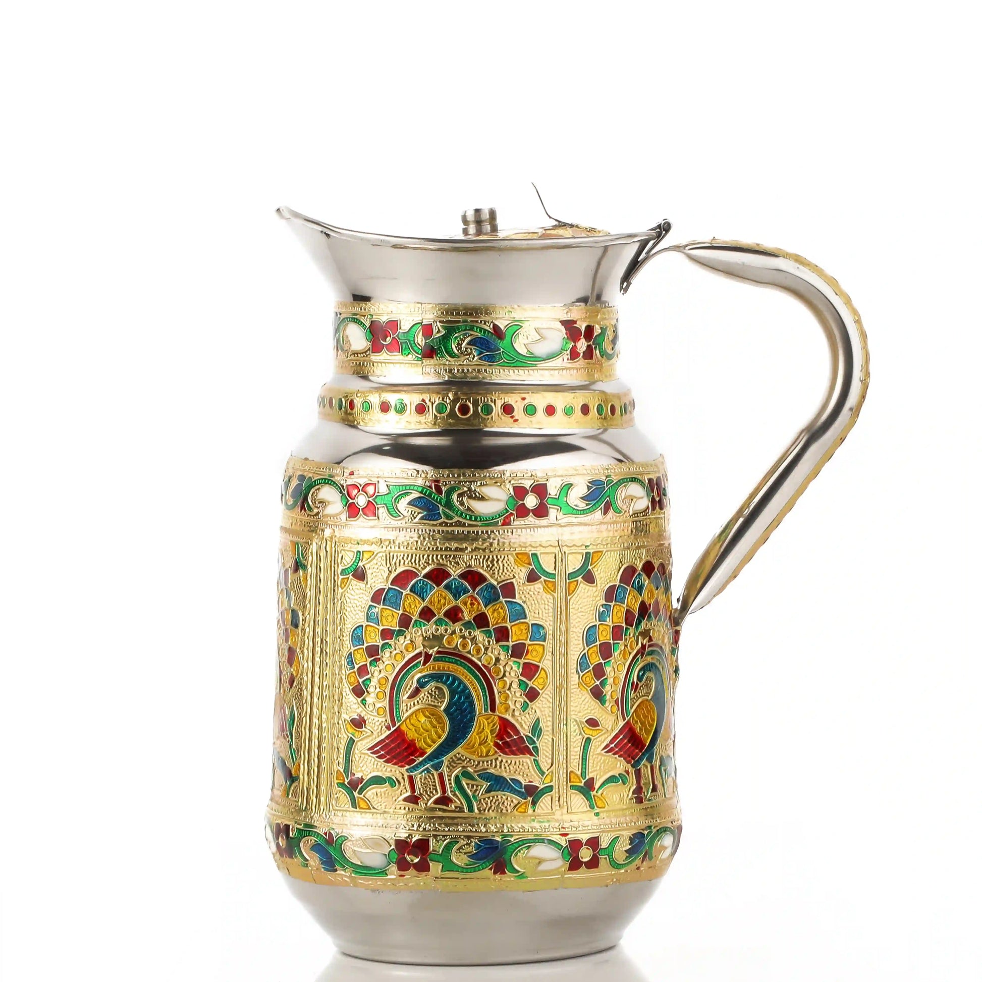 Serving Jug Glass Tray Set | Steel Drinkware Set for Home & Gifting