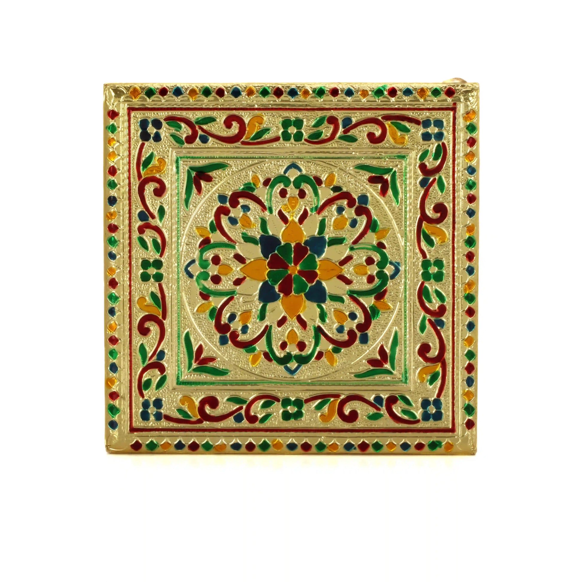 Wooden Pooja Chowki Bajot 8x8 | Traditional Handcrafted Mandir Chowki for Pooja
