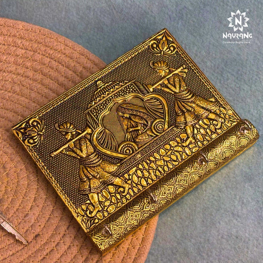 Golden Embossed Doli Key Holder 5x6 | Decorative Wooden Wall Hook for Home & Gifting