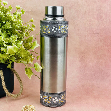 Meenakari Stainless Steel Water Bottle | Leakproof Printed Steel Bottle for Home & Office