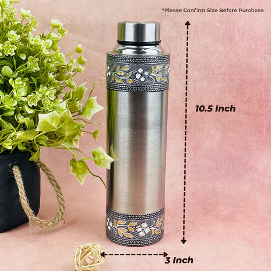 Meenakari Stainless Steel Water Bottle | Leakproof Printed Steel Bottle for Home & Office