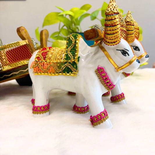 Wooden Decorative Bullock Cart Set | Rustic Handcrafted Home Decor