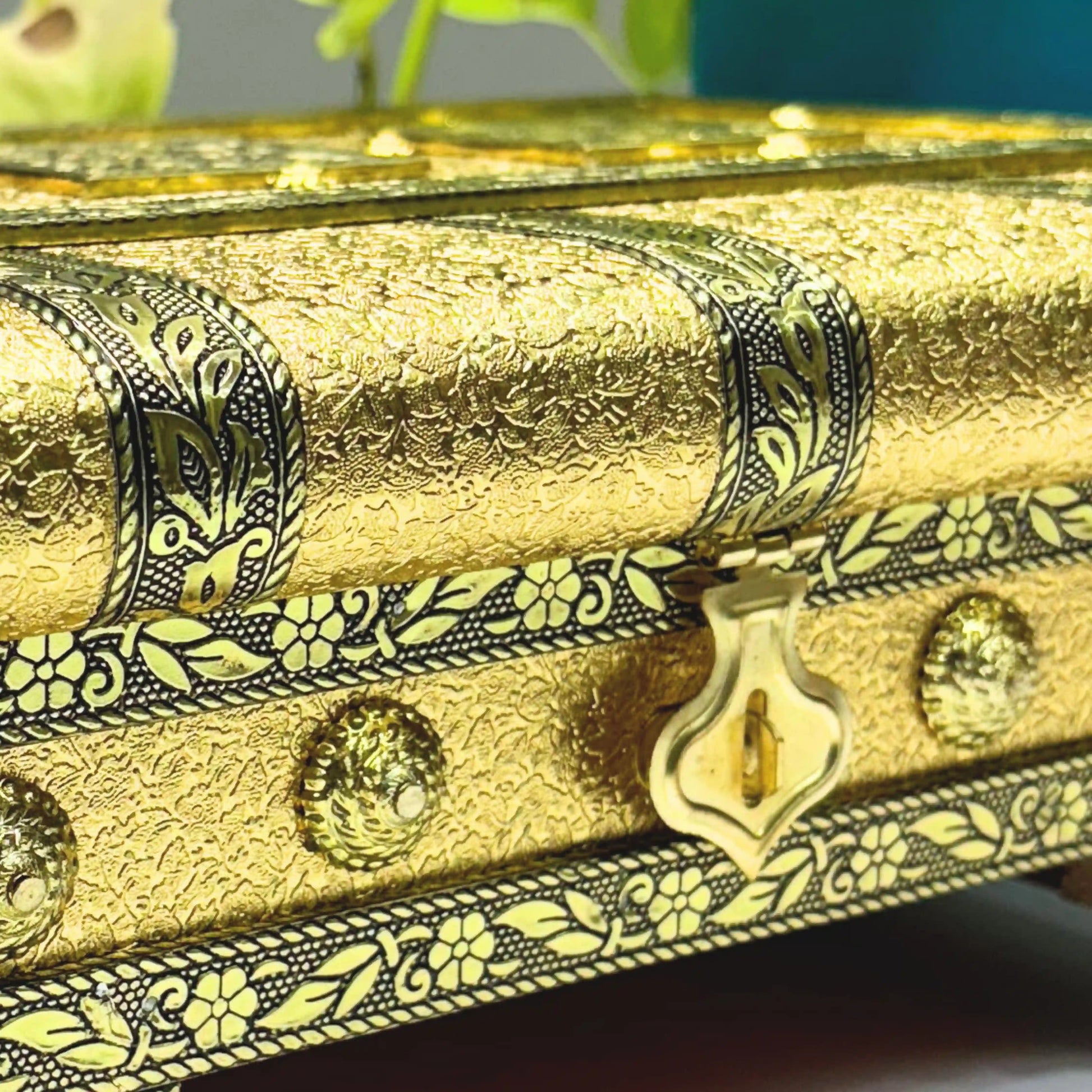 Jewellery Storage Box for Women | Golden Trinket Vanity Box