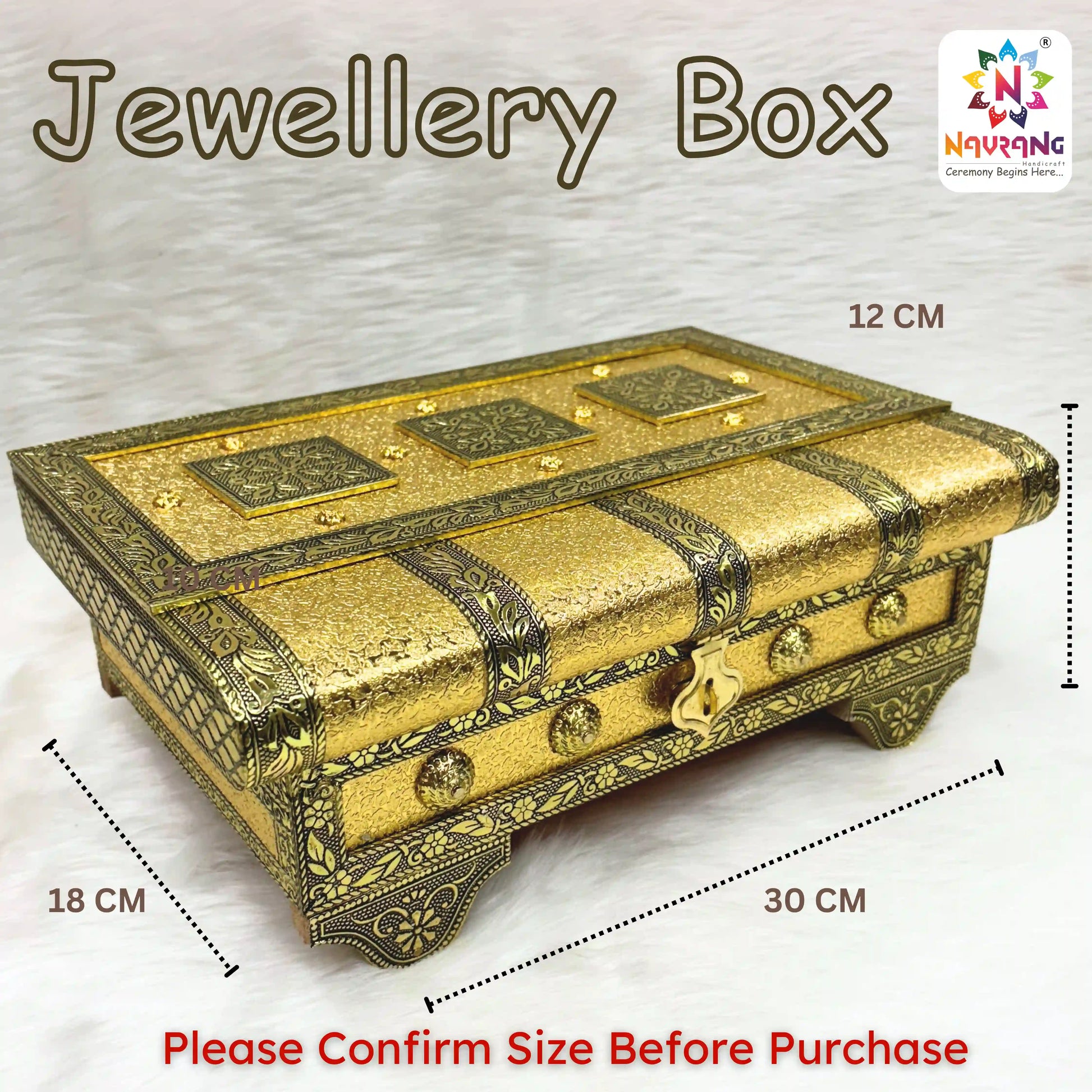 Jewellery Storage Box for Women | Golden Trinket Vanity Box