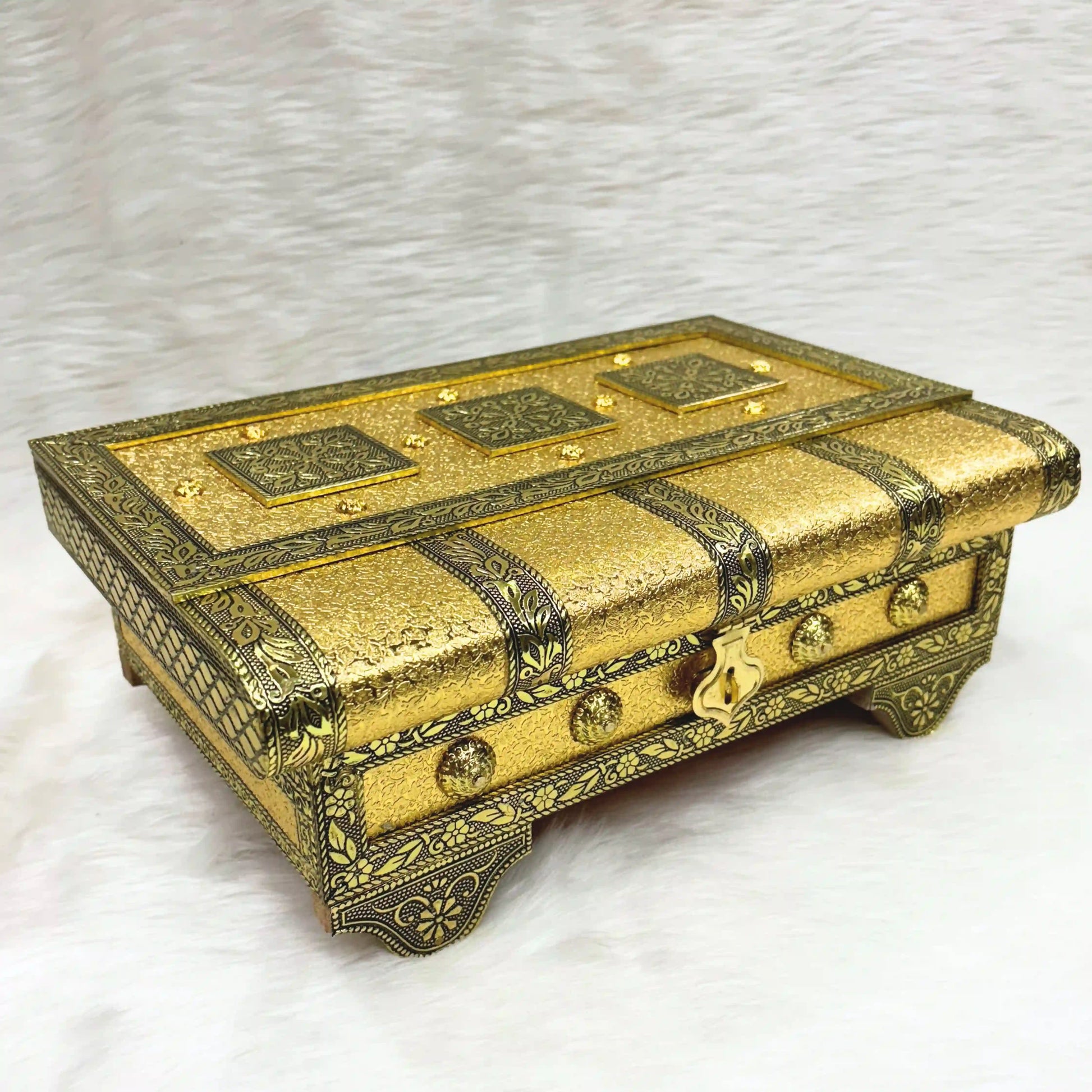 Jewellery Storage Box for Women | Golden Trinket Vanity Box