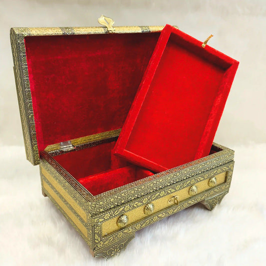 Jewellery Storage Box for Women | Golden Trinket Vanity Box
