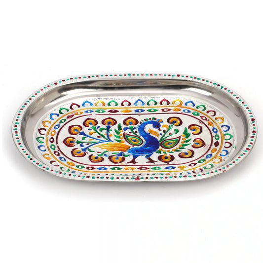 Glass Tray Set Stainless Steel | Serving Tray for Drinks & Snacks