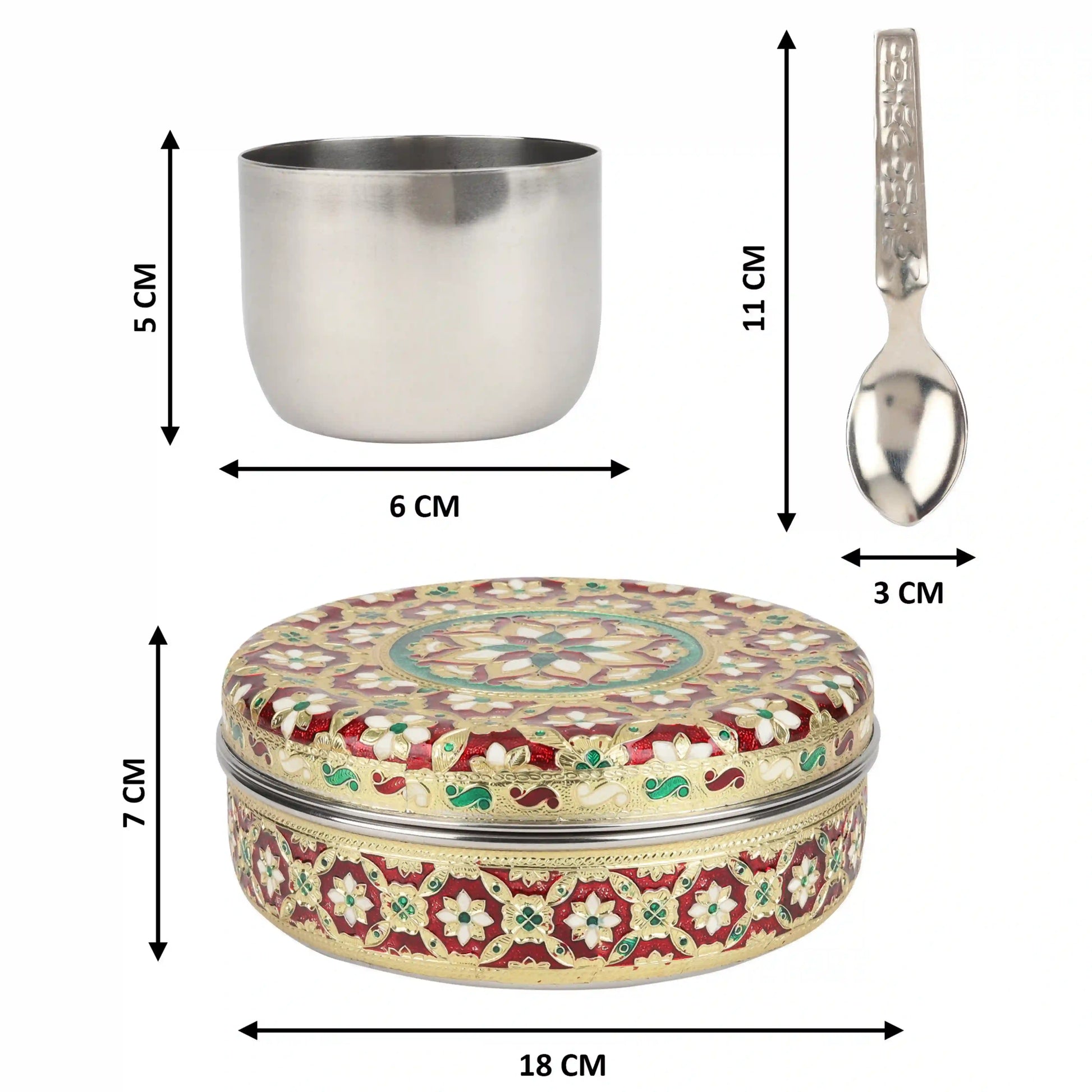 Spice Set Stainless Steel | Traditional Masala Box for Kitchen Storage
