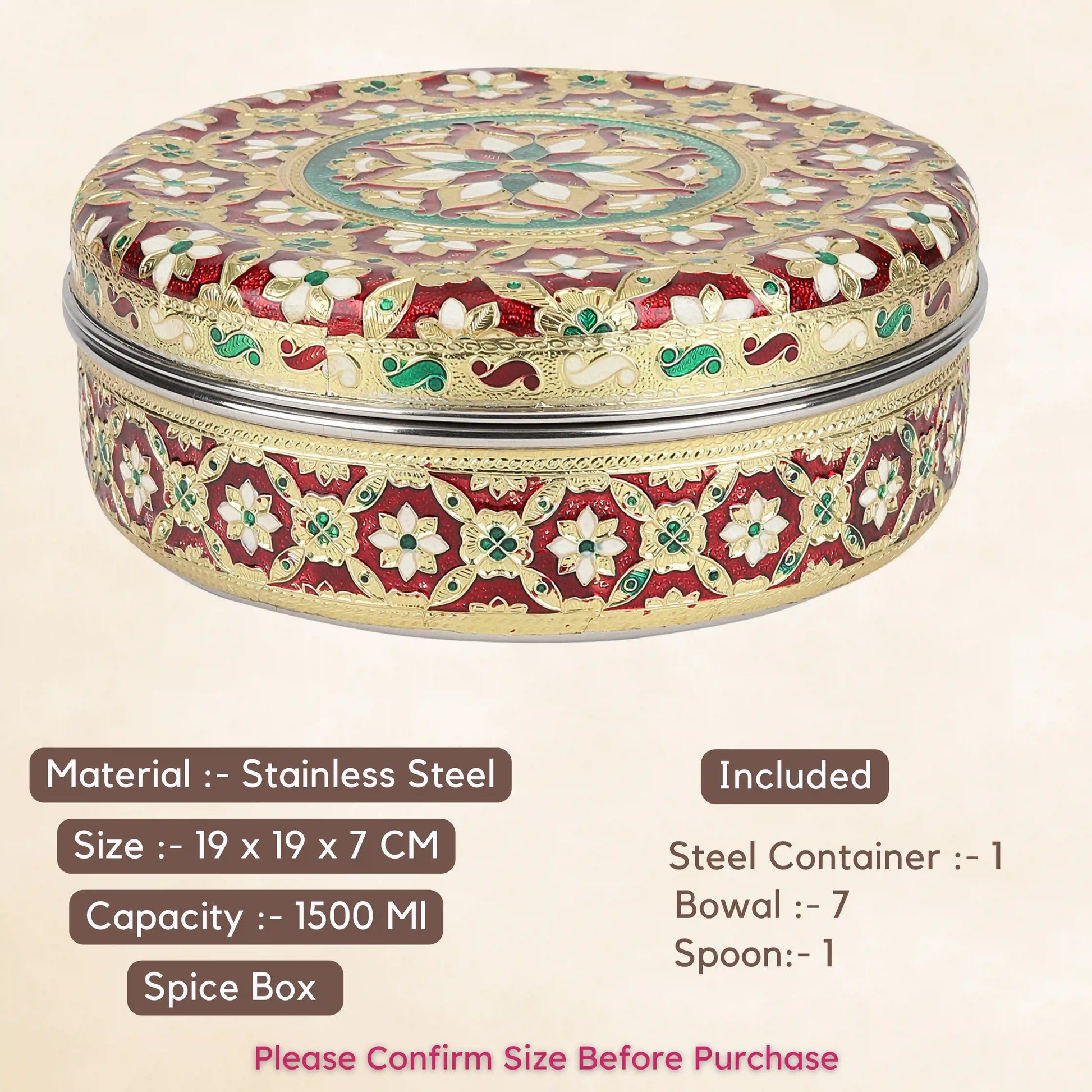 Spice Set Stainless Steel | Traditional Masala Box for Kitchen Storage