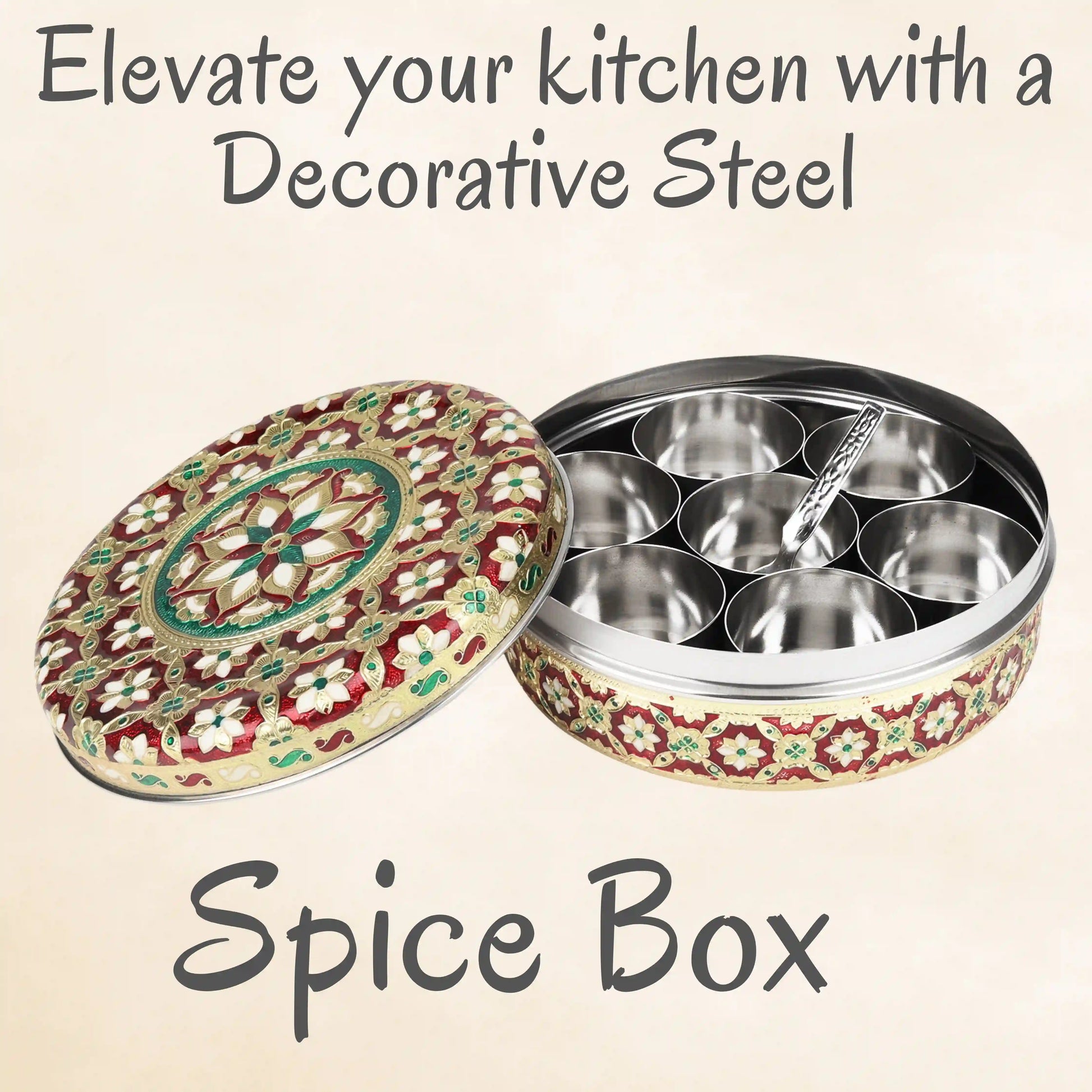 Spice Set Stainless Steel | Traditional Masala Box for Kitchen Storage