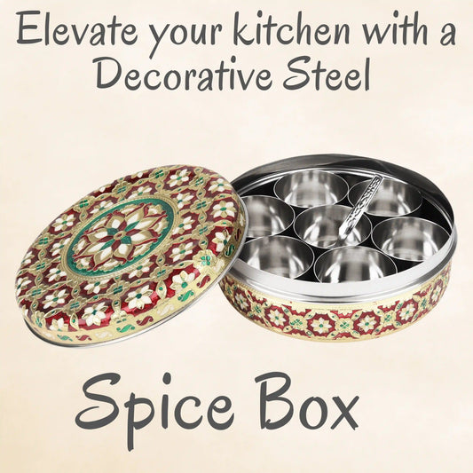 Spice Set Stainless Steel | Traditional Masala Box for Kitchen Storage