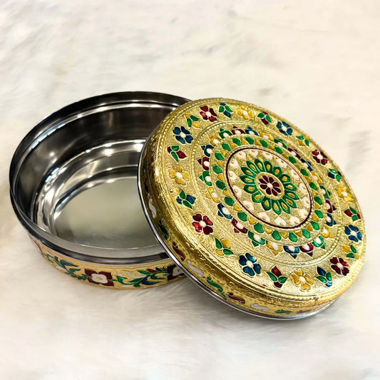 Meenakari Steel Utility Container 1500 ml | Large Kitchen Storage Dabba