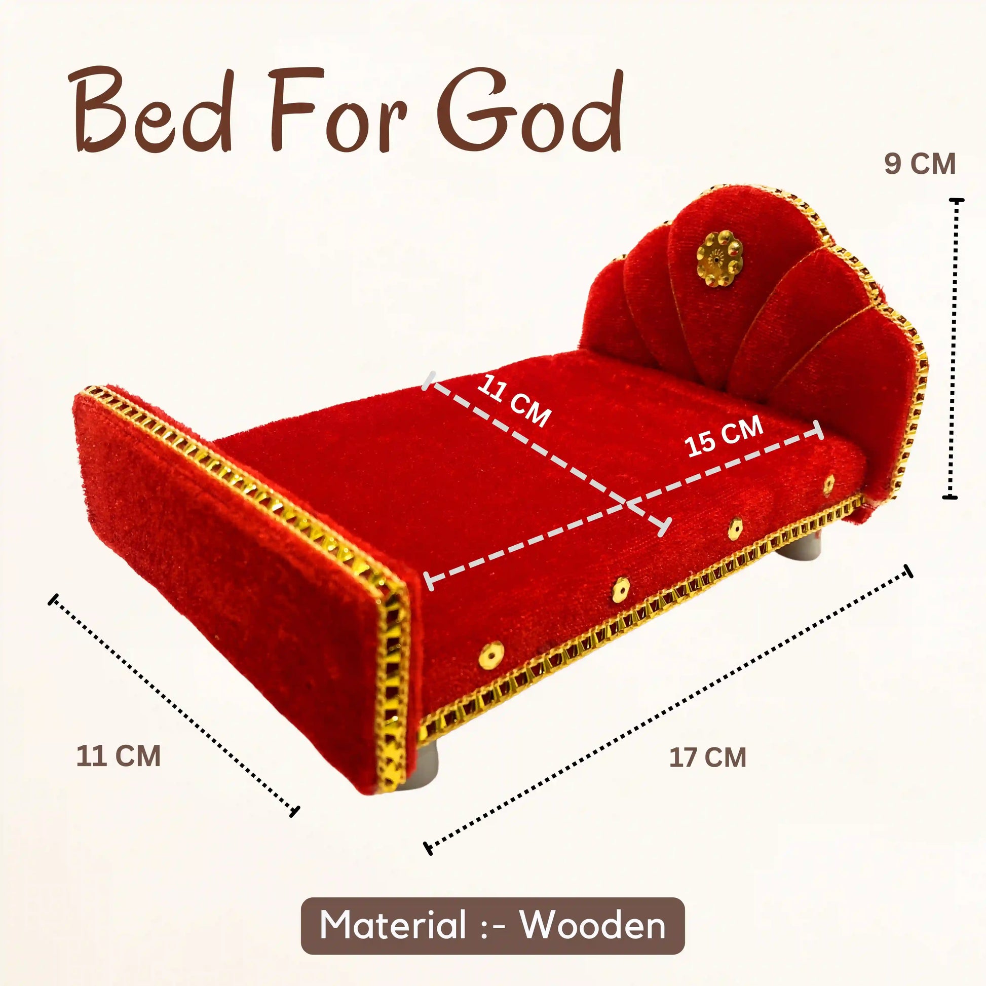 Laddu Gopal Wooden Bed | Decorative Pooja Chowki for Krishna Idol