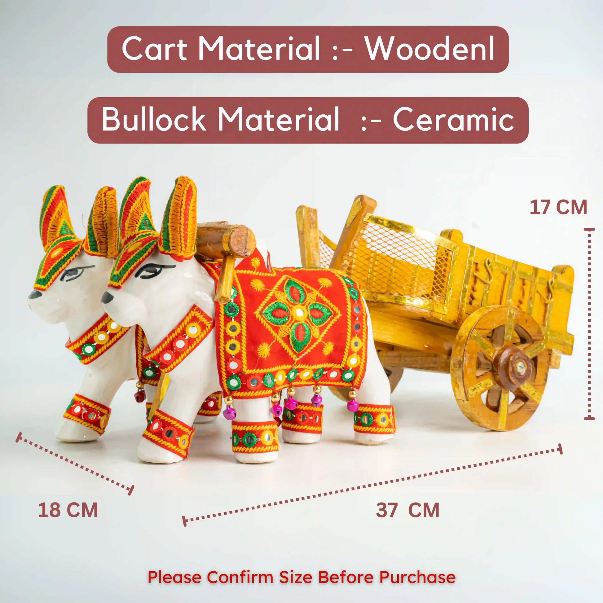 Wooden Decorative Bullock Cart Set | Handcrafted Rustic Home Decor & Gift Item