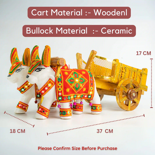 Wooden Decorative Bullock Cart Set | Handcrafted Rustic Home Decor & Gift Item