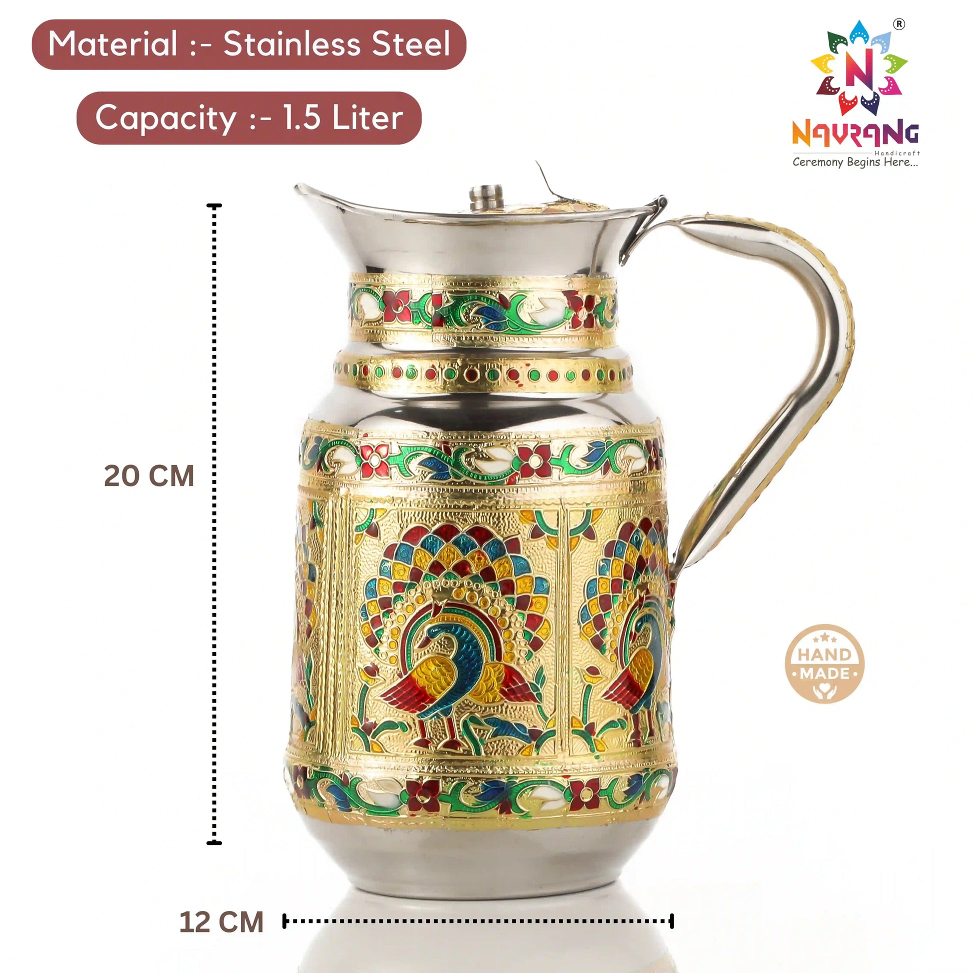 1.5 L Steel Water Jug | Durable Stainless Steel Jug for Kitchen & Dining