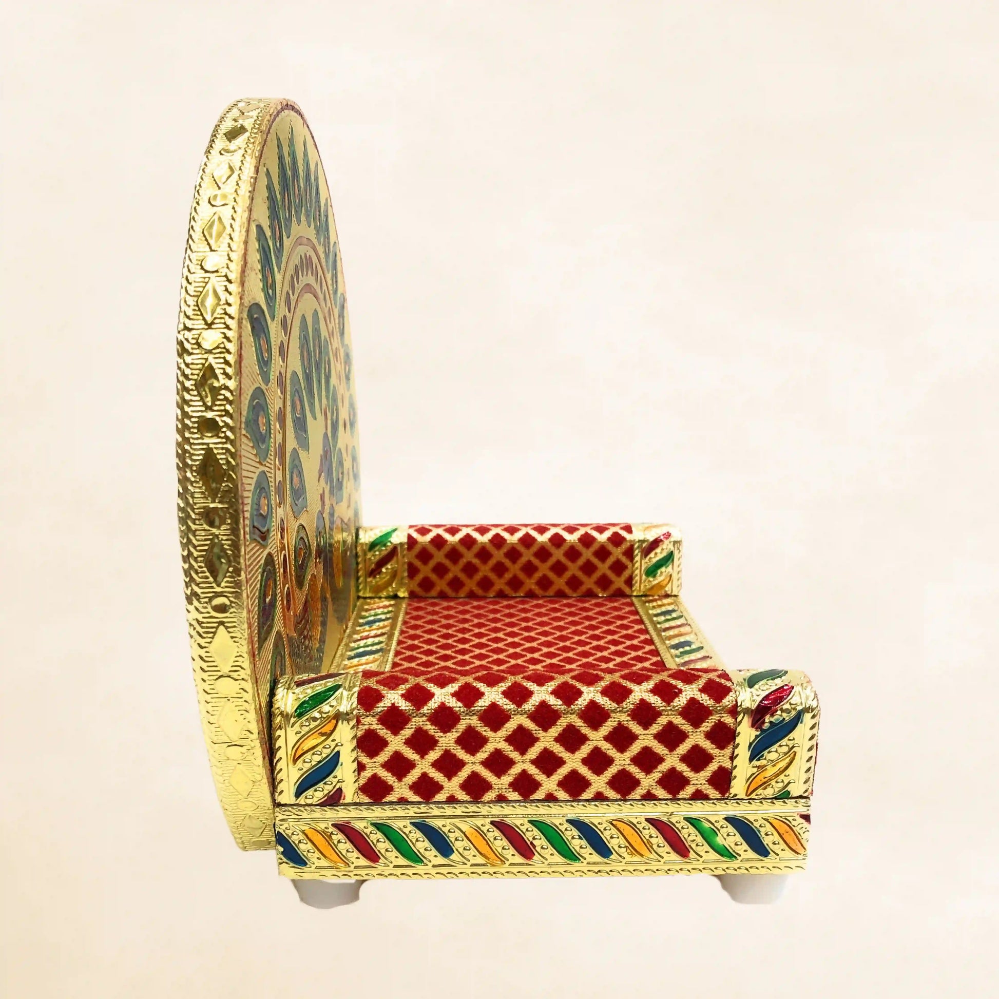 Krishna Sinhasan Laddu Gopal Wooden Chowki No.4 | Handcrafted Pooja Seat
