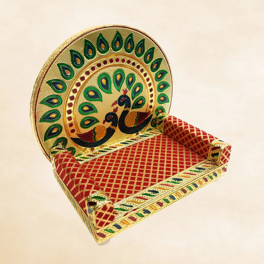 Krishna Sinhasan Laddu Gopal Wooden Chowki No.4 | Handcrafted Pooja Seat