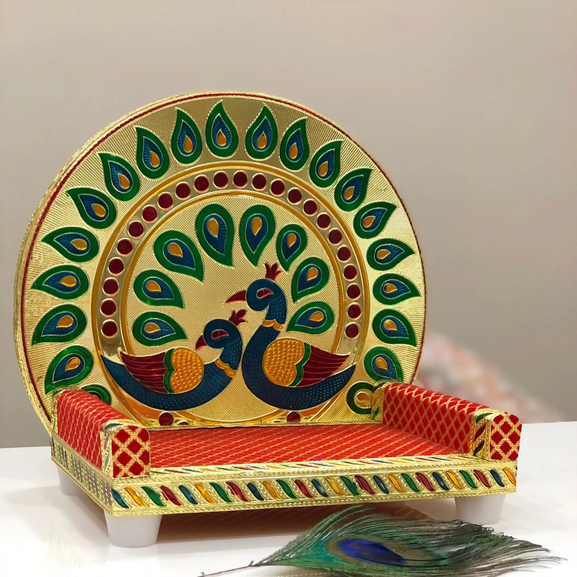 Laddu Gopal Sinhasan Wooden Chowki No.5 | Krishna Ganesh Ji Pooja Seat