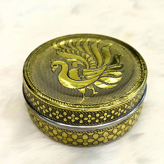 Peacock Steel Utility Container 250 ml | Decorative Kitchen Storage Dabba
