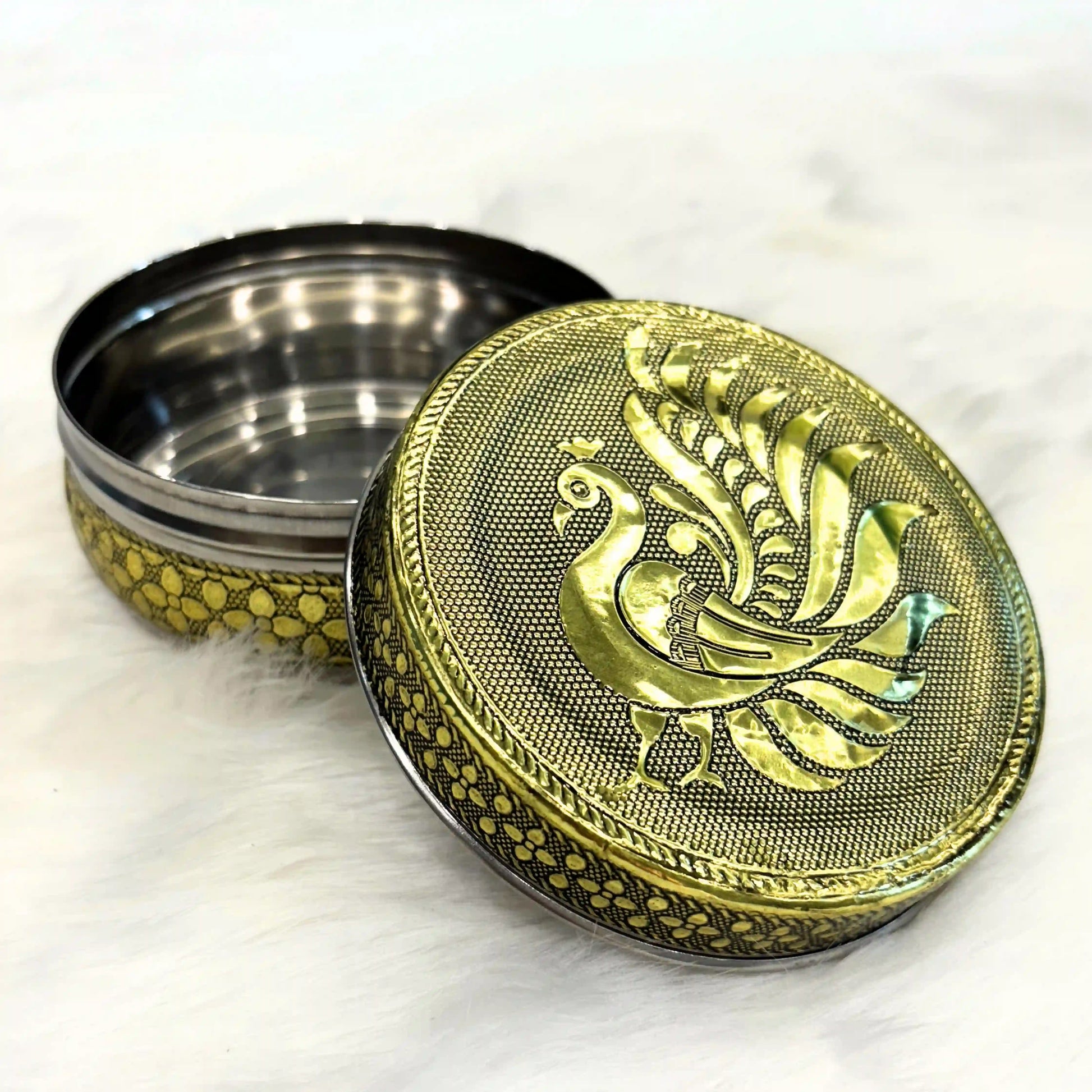 Peacock Steel Utility Container 250 ml | Decorative Kitchen Storage Dabba